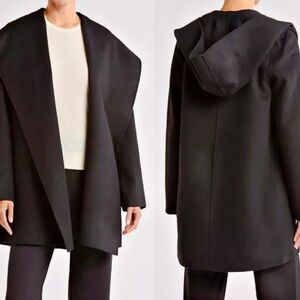 Vince Wool Shawl Lapel Coat – Black Quiet Luxury Outerwear Size S NWOT